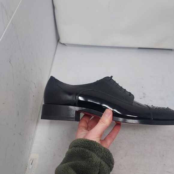 Christian Louboutin MENS Maltese Stud Black Patent Derby Shoe - Picture 7 of 12